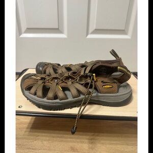 Keen Brown Closed-Toe Outdoor Sandals with Yellow Accents
